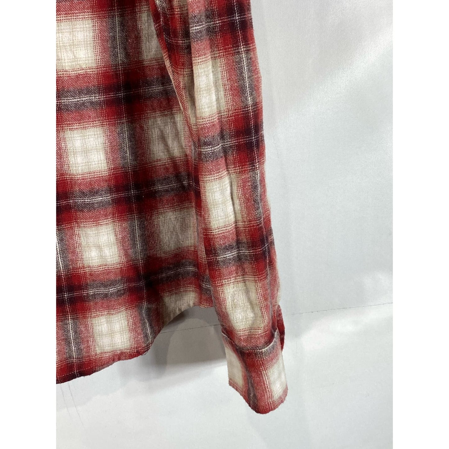 LUCKY BRAND Men's Red Plaid Classic-Fit Button-Up Long Sleeve Flannel Shirt SZ M