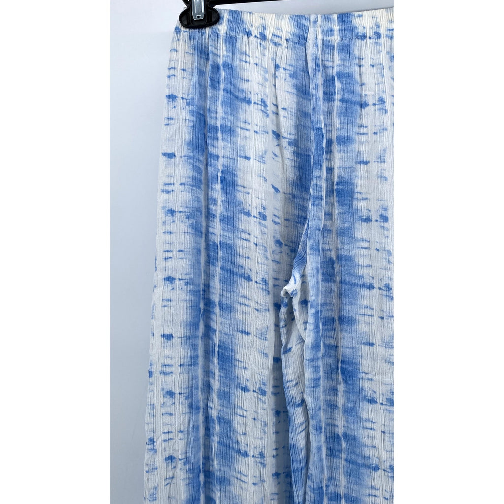 VANILLA STAR Womens Blue & White Dyed Flowy Pants SZ M