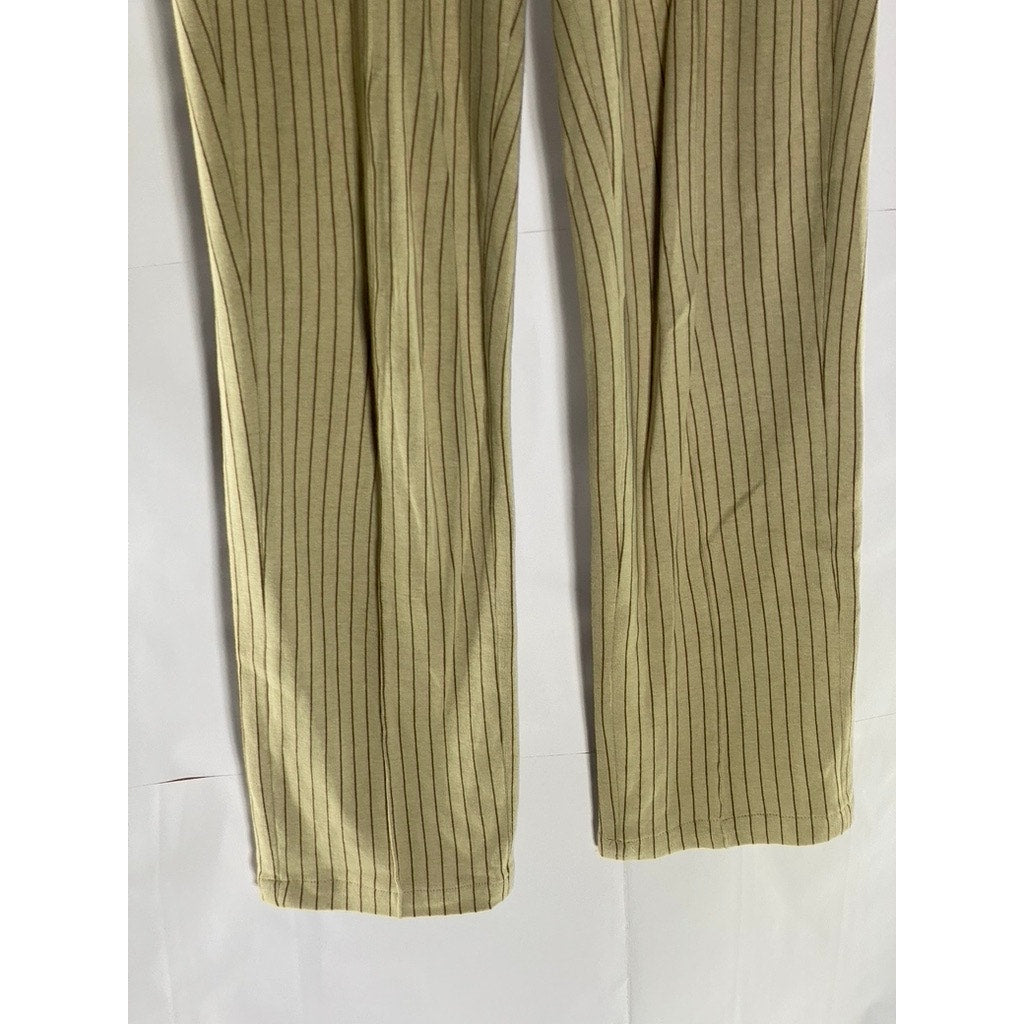 RAG & BONE Women's Beige Pinstripe Straight-Leg Elasticized Waist Pant SZ S