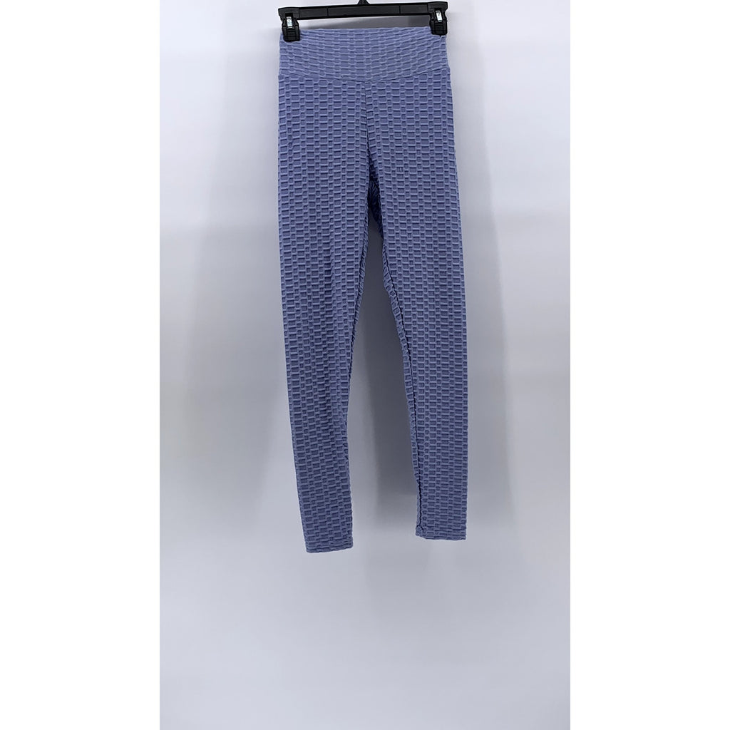 FOREVER 21 Women's Blue Textured Ruched-Back Pull-On Casual Leggings SZ S