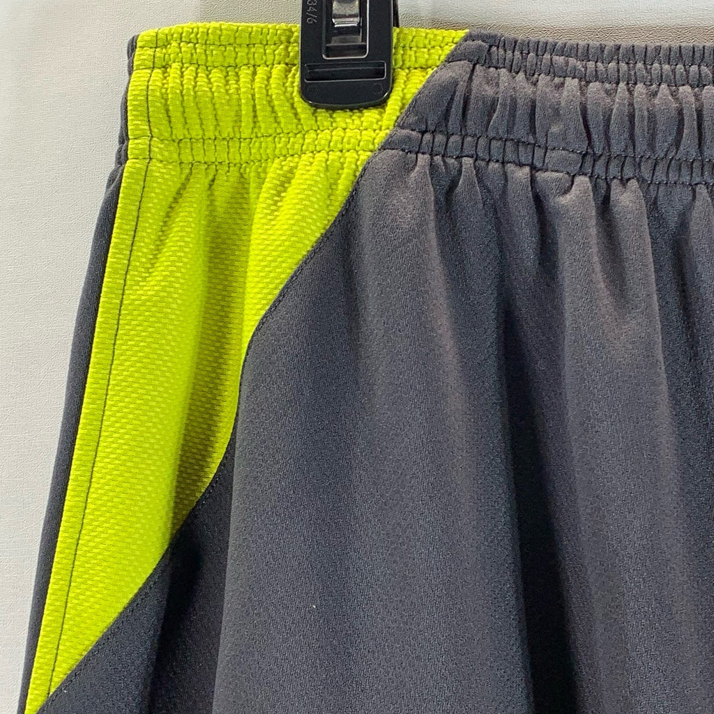 REEBOK Men's Gray/Yellow Elastic Drawstring Waist Pull-On Active Shorts SZ L