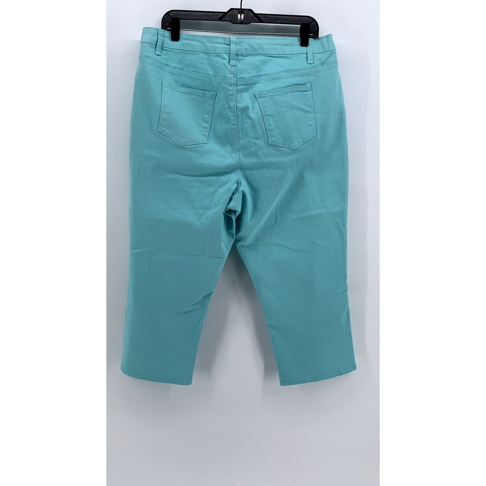 WOMAN WITHIN Women's Plus Light Blue Solid Capri Pants SZ 20W