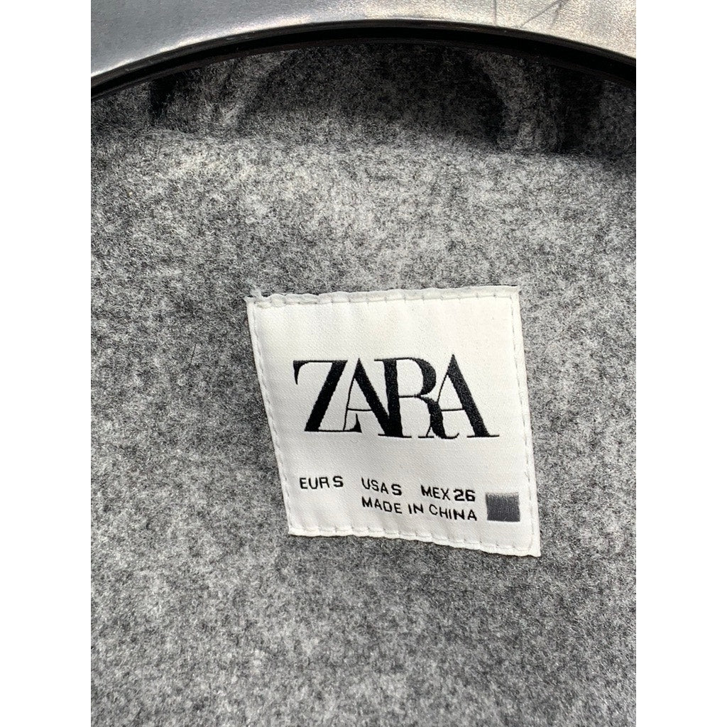 ZARA Women's Charcoal Gray Button-Up Long Sleeve Soft Knit Blazer SZ S