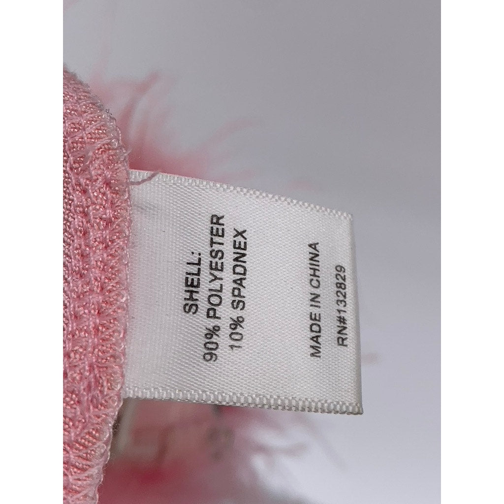 SUPERDOWN Women's Light Pink Ramona Furry Strapless Coquette Crop Top SZ XS