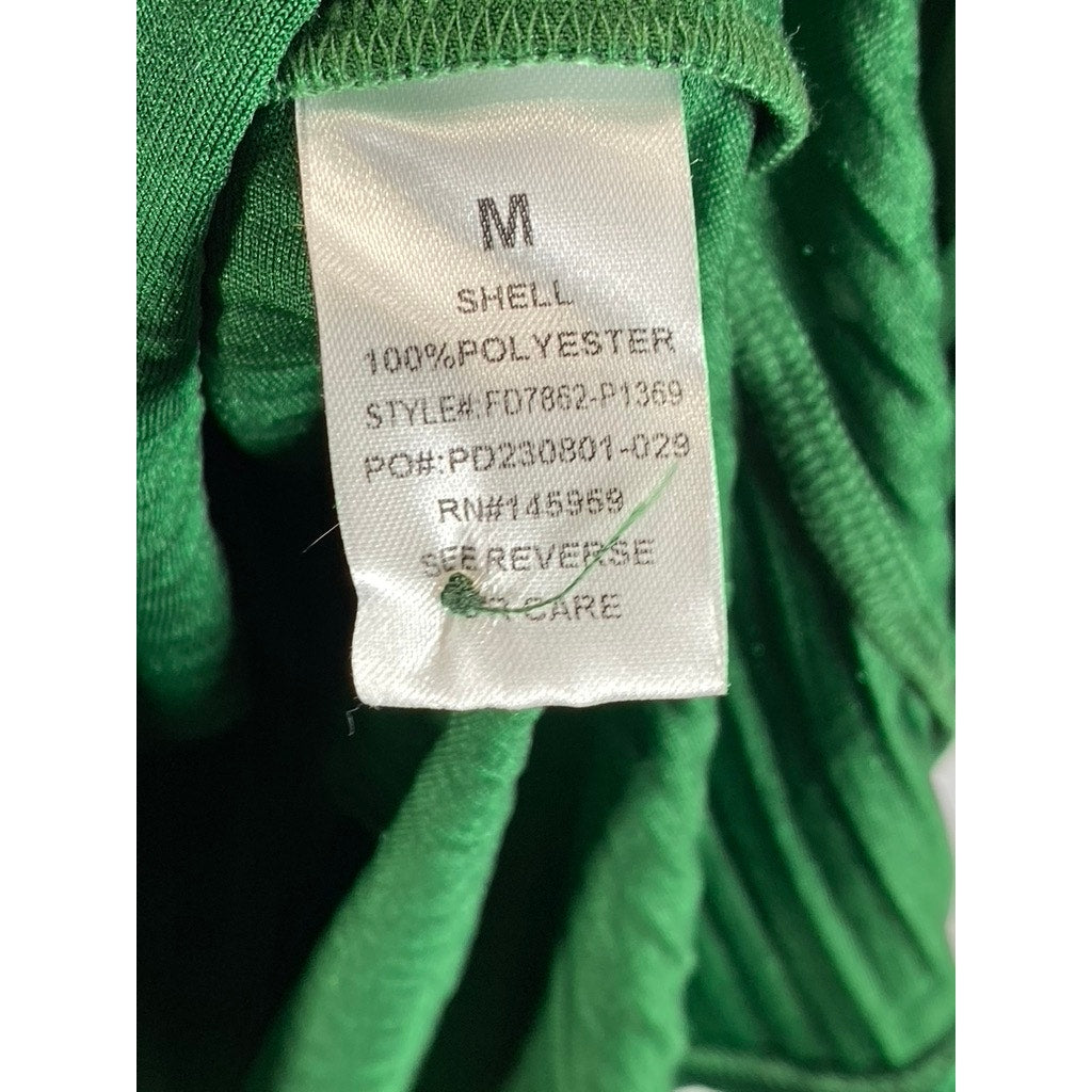 DRESS FORUM Women's Dark Green Crewneck Pleated Velvet Waist Tie Mini Dress SZ M