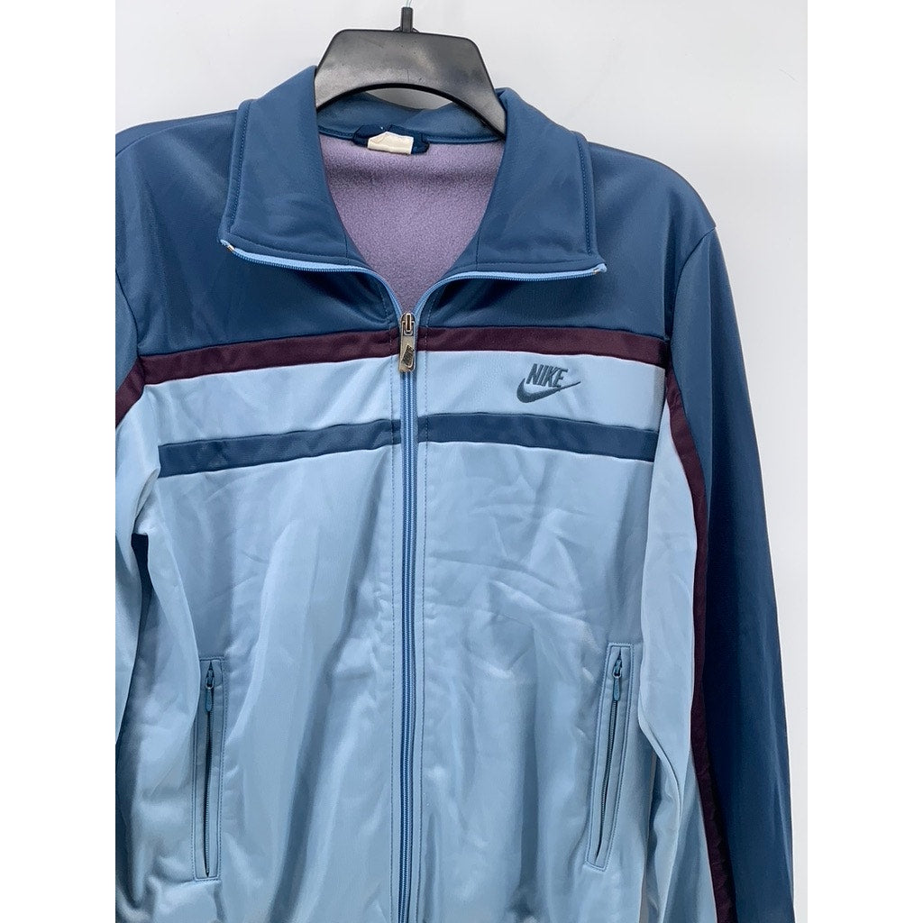 NIKE Men's Vintage 80's Blue Stand Collar Long Sleeve Zip-Up Track Jacket SZ M