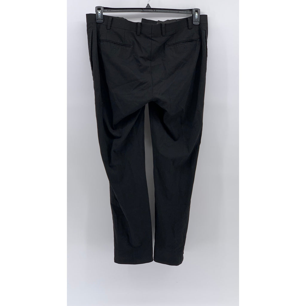CALVIN KLEIN Men's Black Solid Slim-Leg Regular-Fit Flat Front Pants SZ 36X30