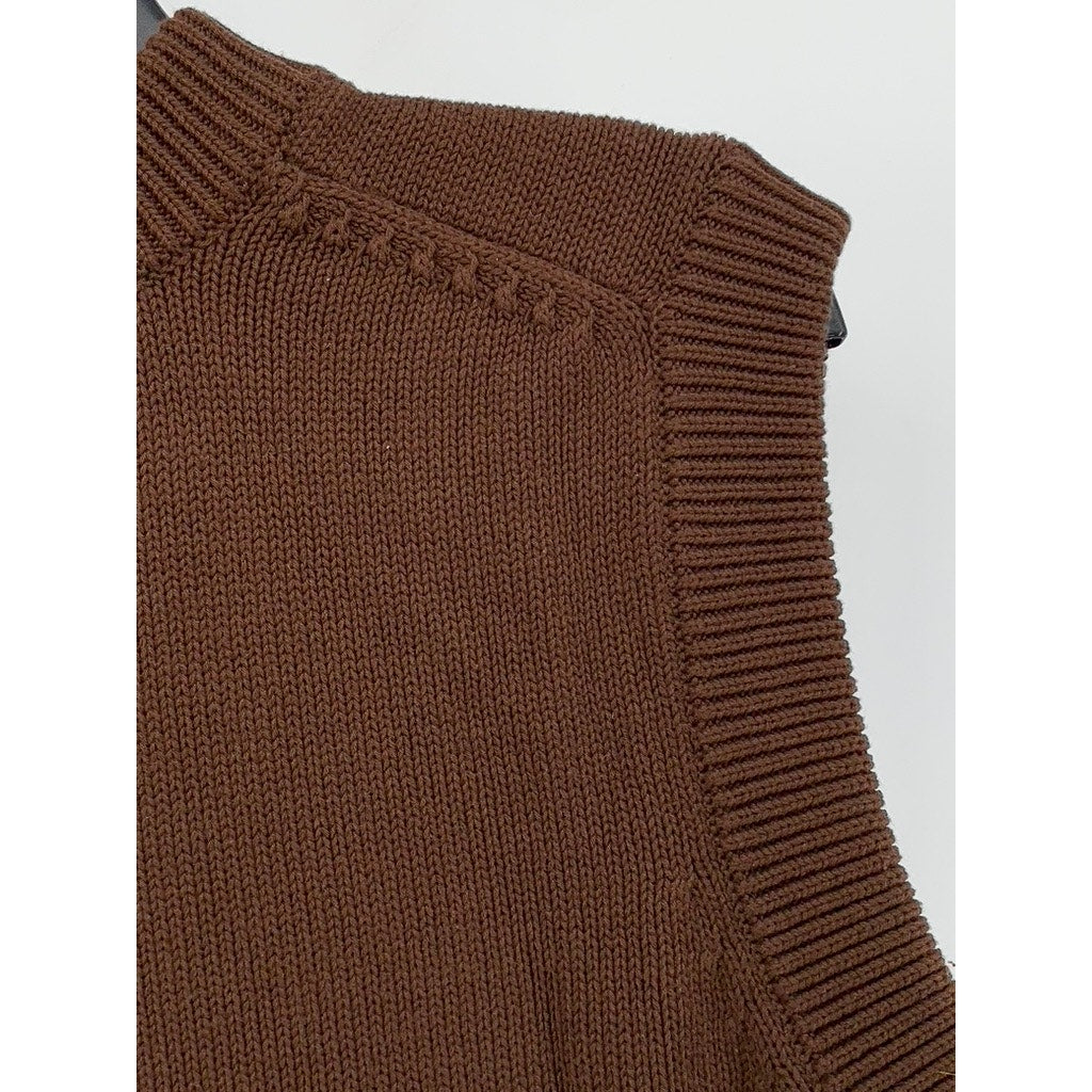 MNG Women's Brown Knit Crewneck Sleeveless Tank Top SZ XS