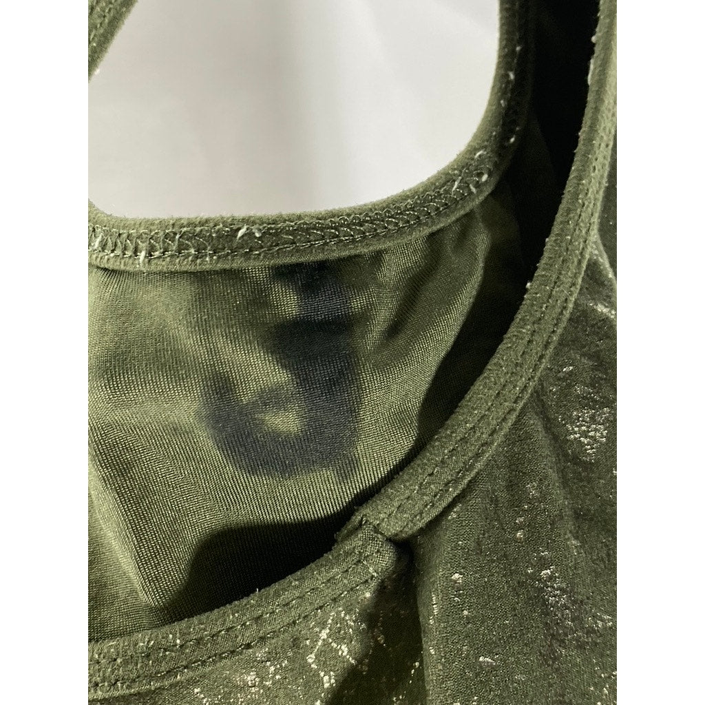 EVOLUTION AND CREATION Women's Olive Green Snake Skin Racerback Tank Top SZ L