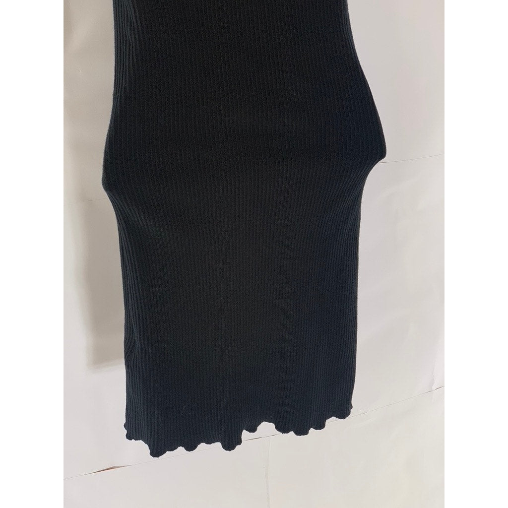 URBAN OUTFITTERS Women's Black Ribbed Tie-Front Short Sleeve Mini Dress SZ XS