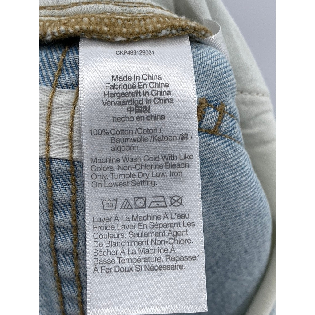 MADEWELL Women's Light Blue Denim Distressed 90's Straight Jeans SZ 26