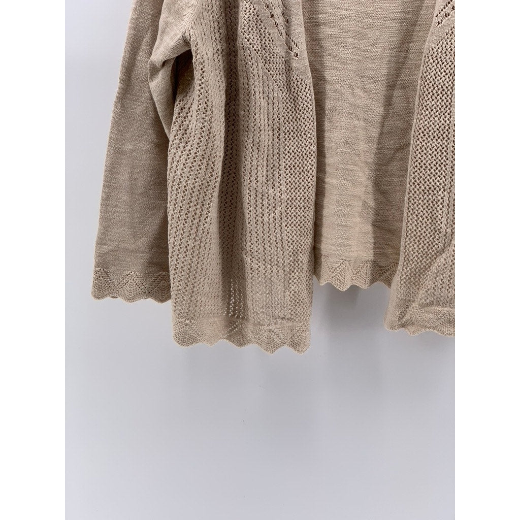 CROFT & BARROW Women's Beige Knit Open Front Cardigan SZ XL
