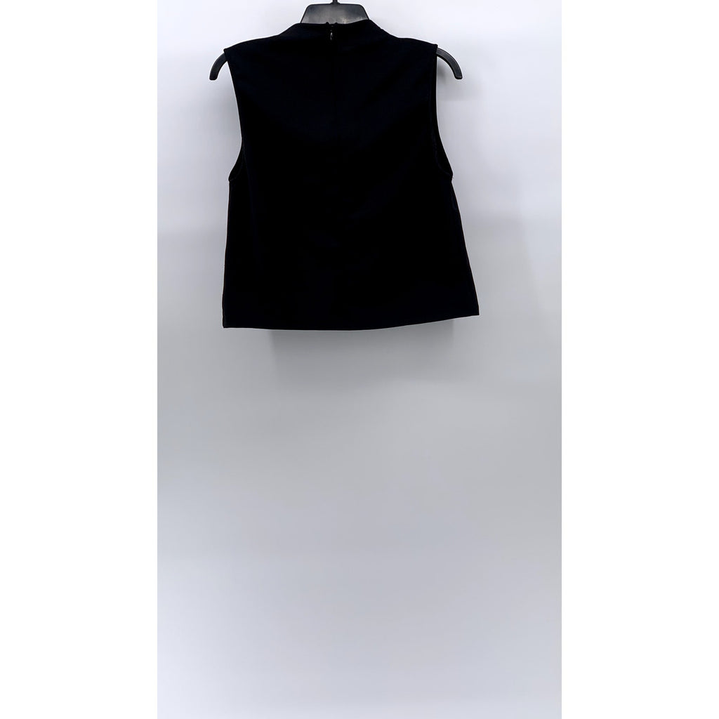 ZARA Women's Black Ruched Sleeveless High-Neck Top SZ S