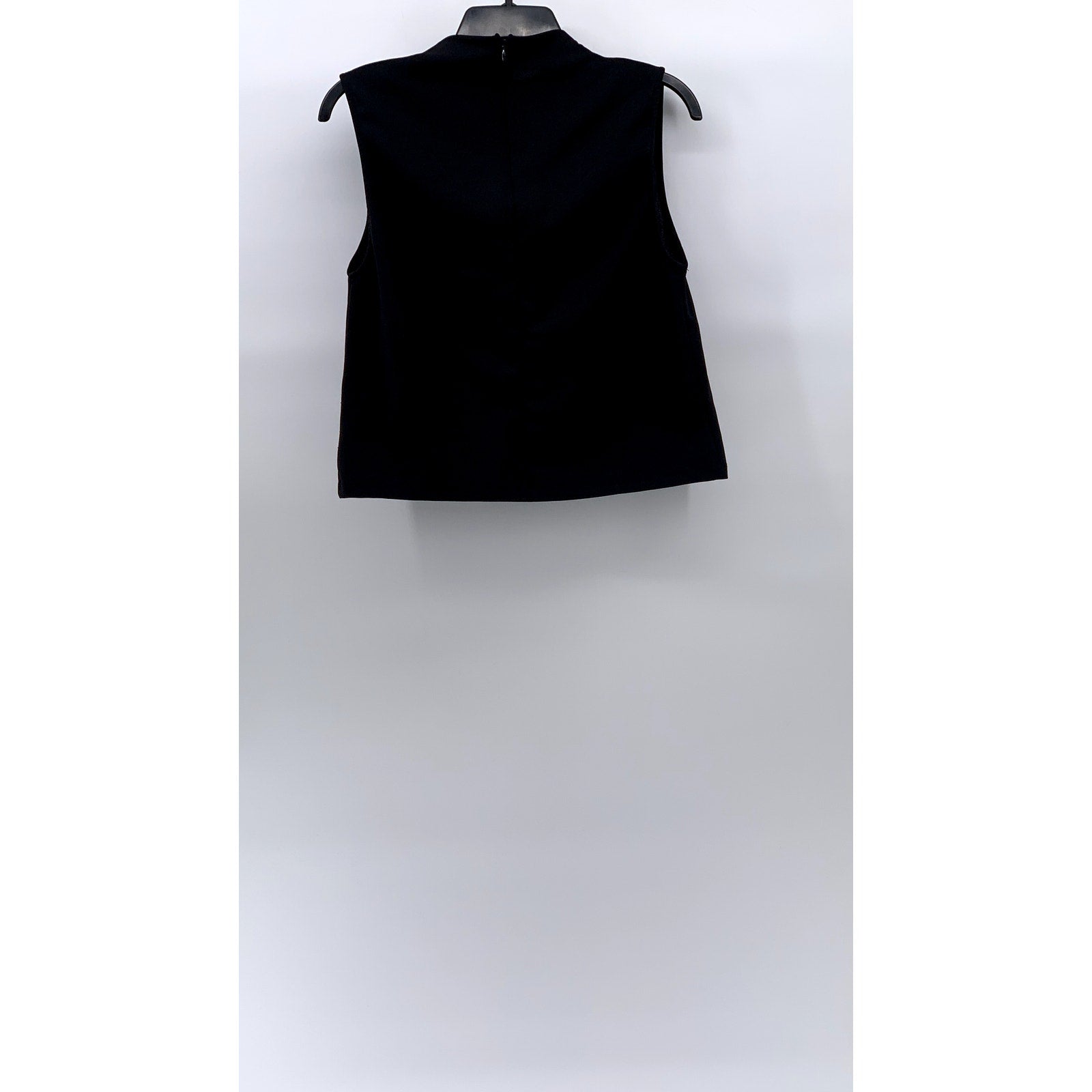 ZARA Women's Black Ruched Sleeveless High-Neck Top SZ S
