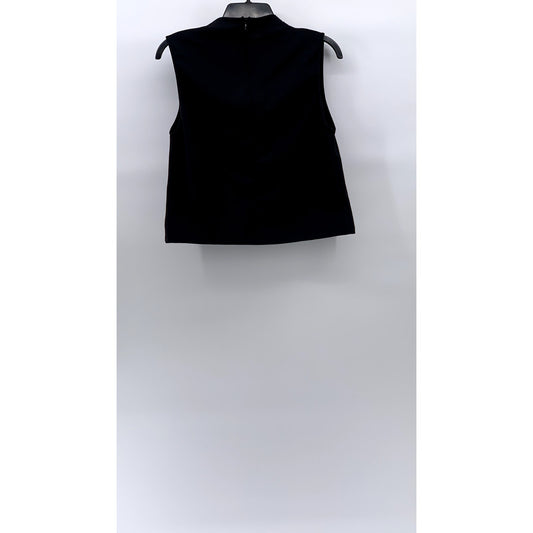 ZARA Women's Black Ruched Sleeveless High-Neck Top SZ S