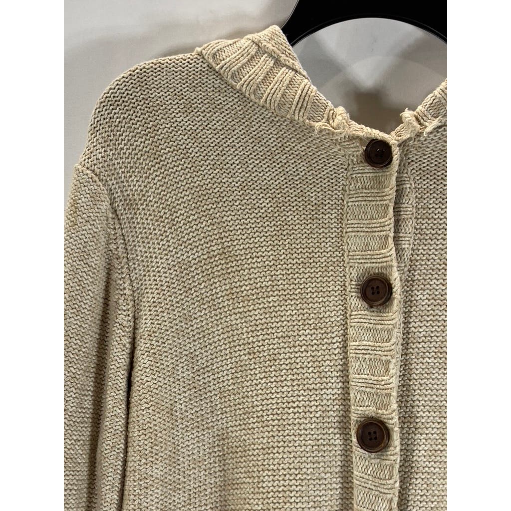 GUIDE SERIES Women's Beige Button Down Ribbed Hooded Sweater SZ 1X