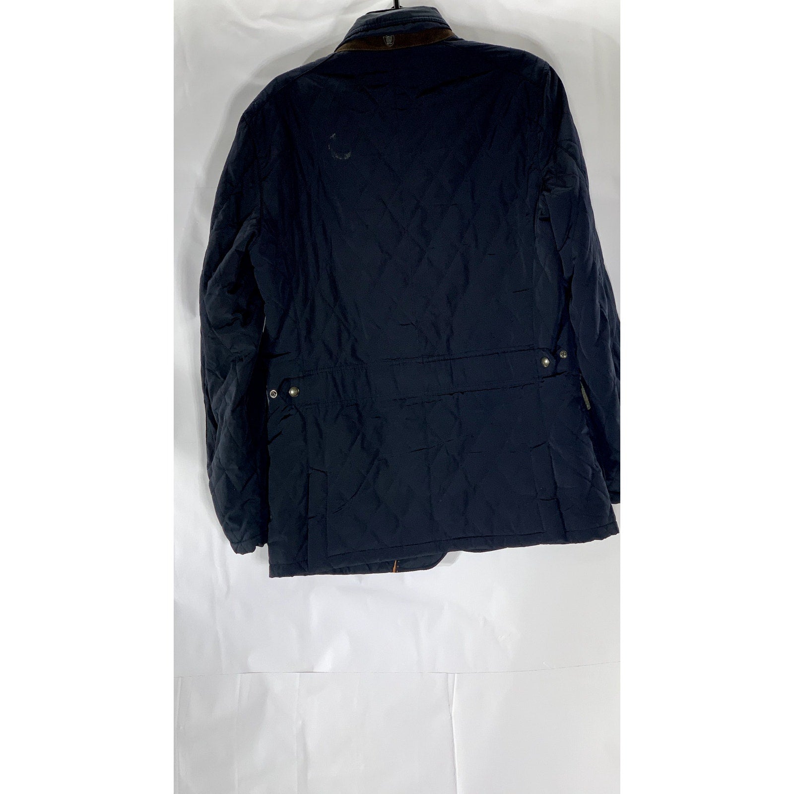 MASSIMO DUTTI  Men's Navy Snap-Button Zip-Up Quilted Jacket SZ M