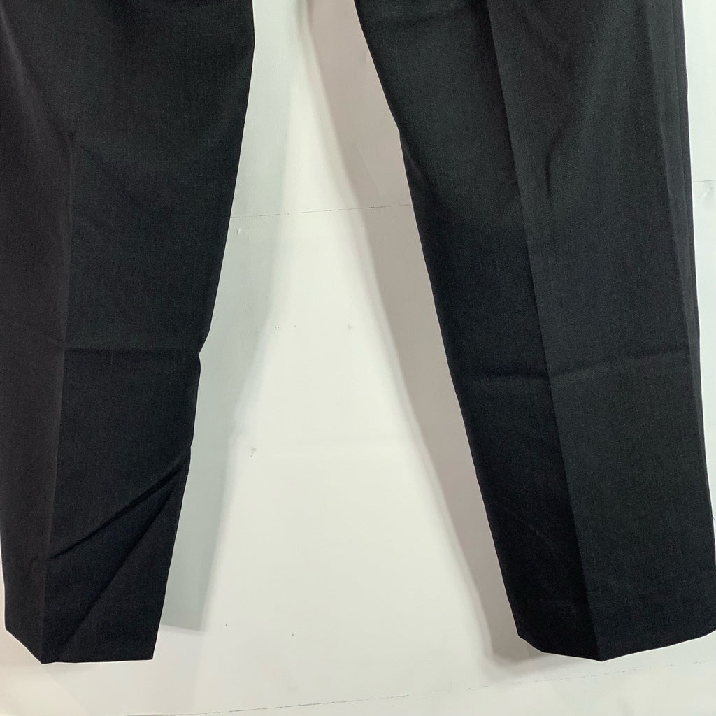 PRONTO UOMO PLATINUM Men's Solid Black Wool Flat-Front Dress Pants SZ 34