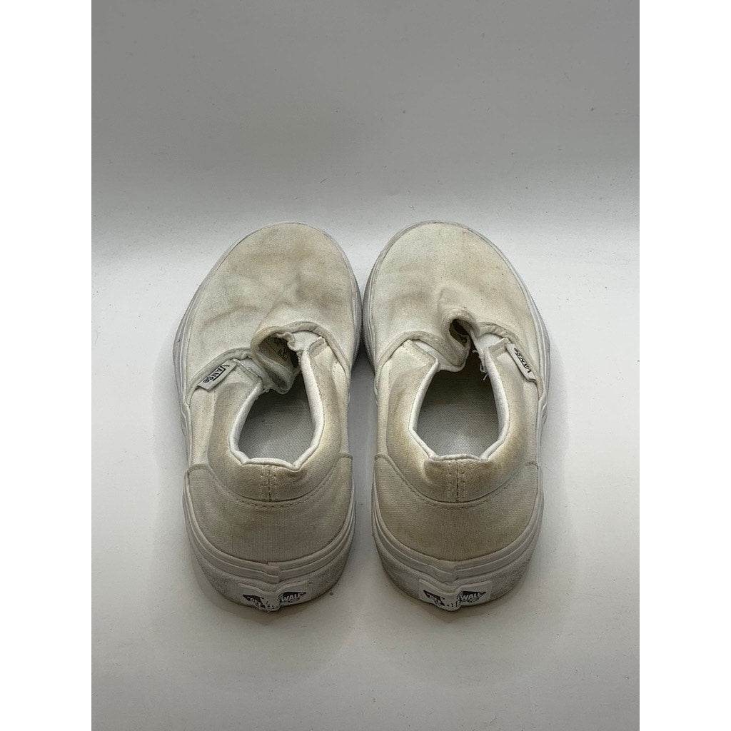 VANS Unisex Kids White Canvas Classic Slip-On Sneakers SZ 3
