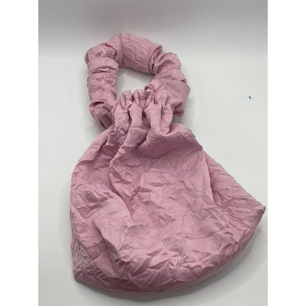 UNBRANDED Women’s Light Pink Ruched Gathered Faux-Suede Handbag SZ OS