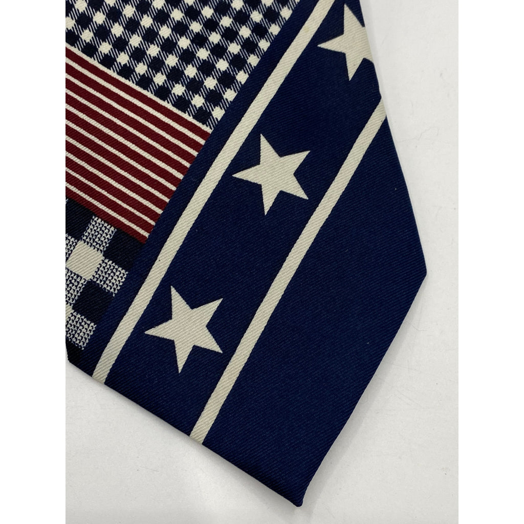 LAURANT BENON PARIS Men's Blue-Red-White Ginghman Star Print Tie SZ OS