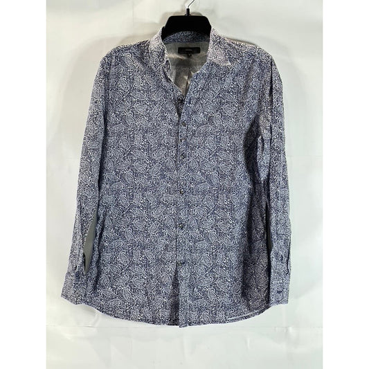 DIESEL Men's Navy/White Paisley Giamma Button-Up Long Sleeve Shirt SZ S