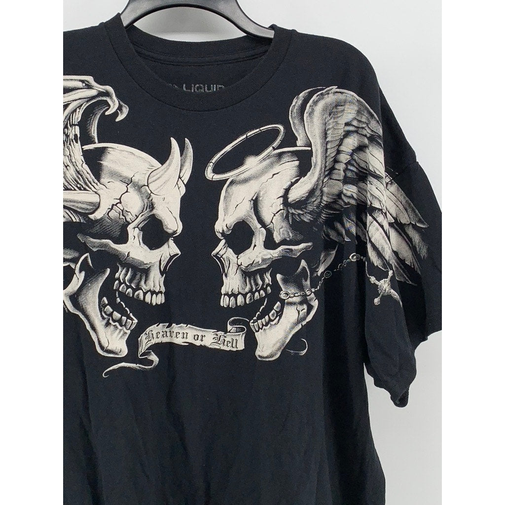 LIQUID BLUE Men's Black Grunge Graphic Crewneck Short Sleeve T-Shirt SZ 2XL