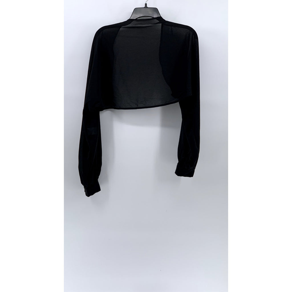 UNBRANDED Women's Black Sheer Open-Front Long Sleeve Cropped Shawl SZ S