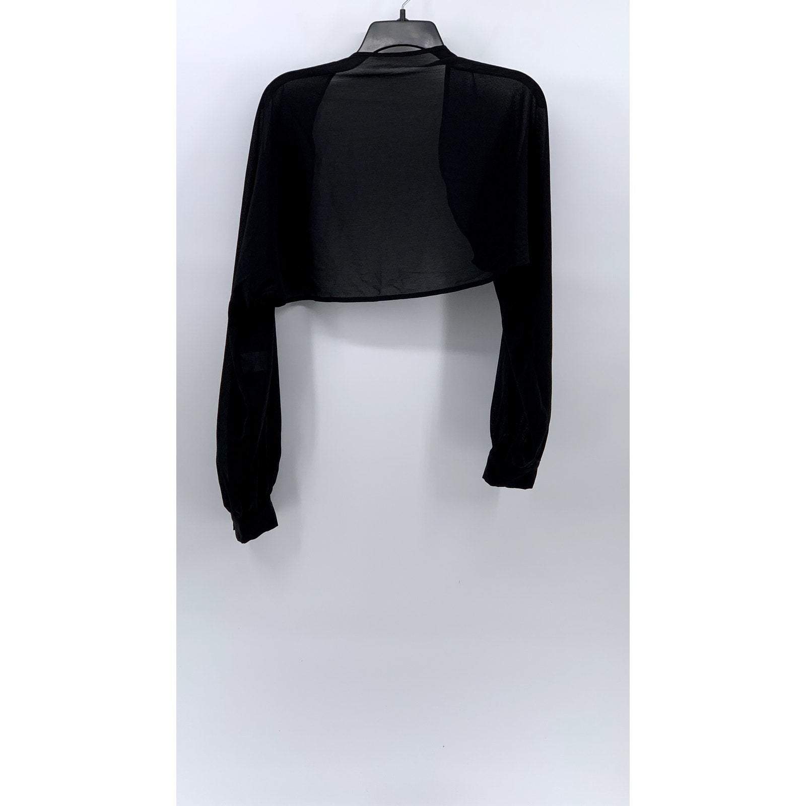 UNBRANDED Women's Black Sheer Open-Front Long Sleeve Cropped Shawl SZ S