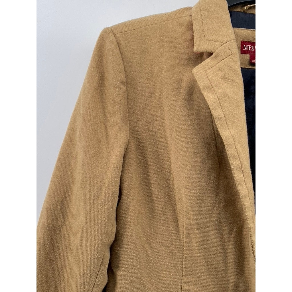MERONA Women's Tan Single-Button Notch Lapel Blazer SZ 2