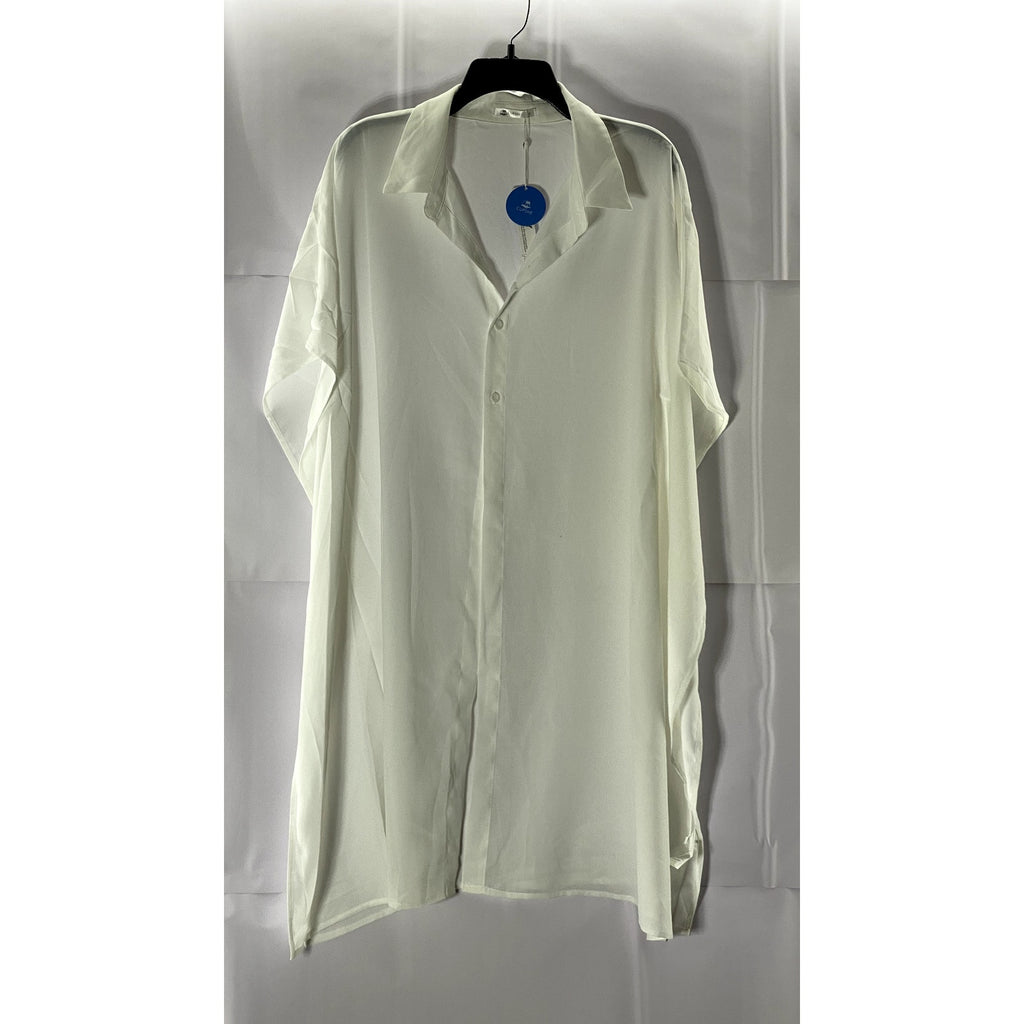 CUPSHE Women's Cream Nala Button-Front Short Sleeve Shirt Kimono SZ L