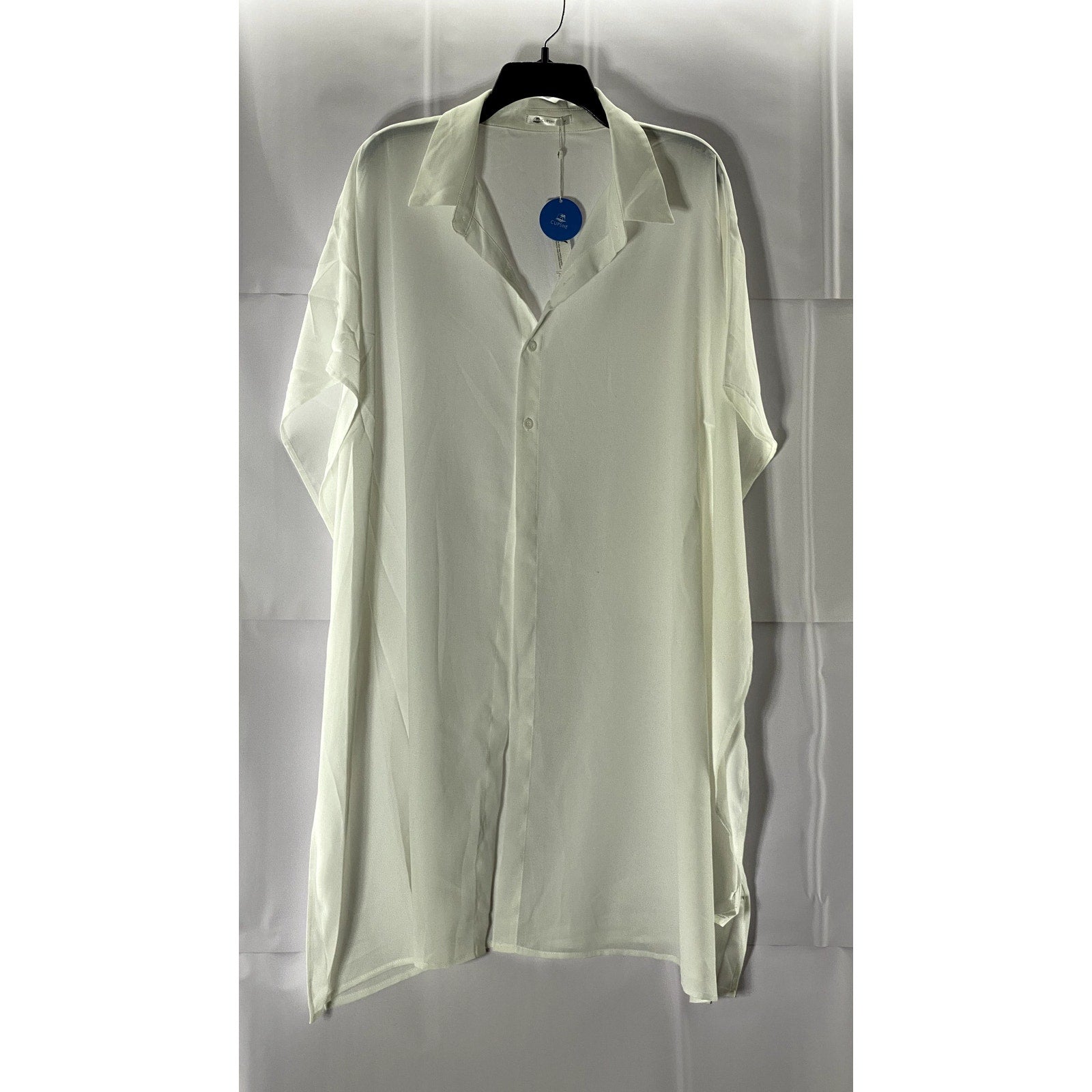 CUPSHE Women's Cream Nala Button-Front Short Sleeve Shirt Kimono SZ L