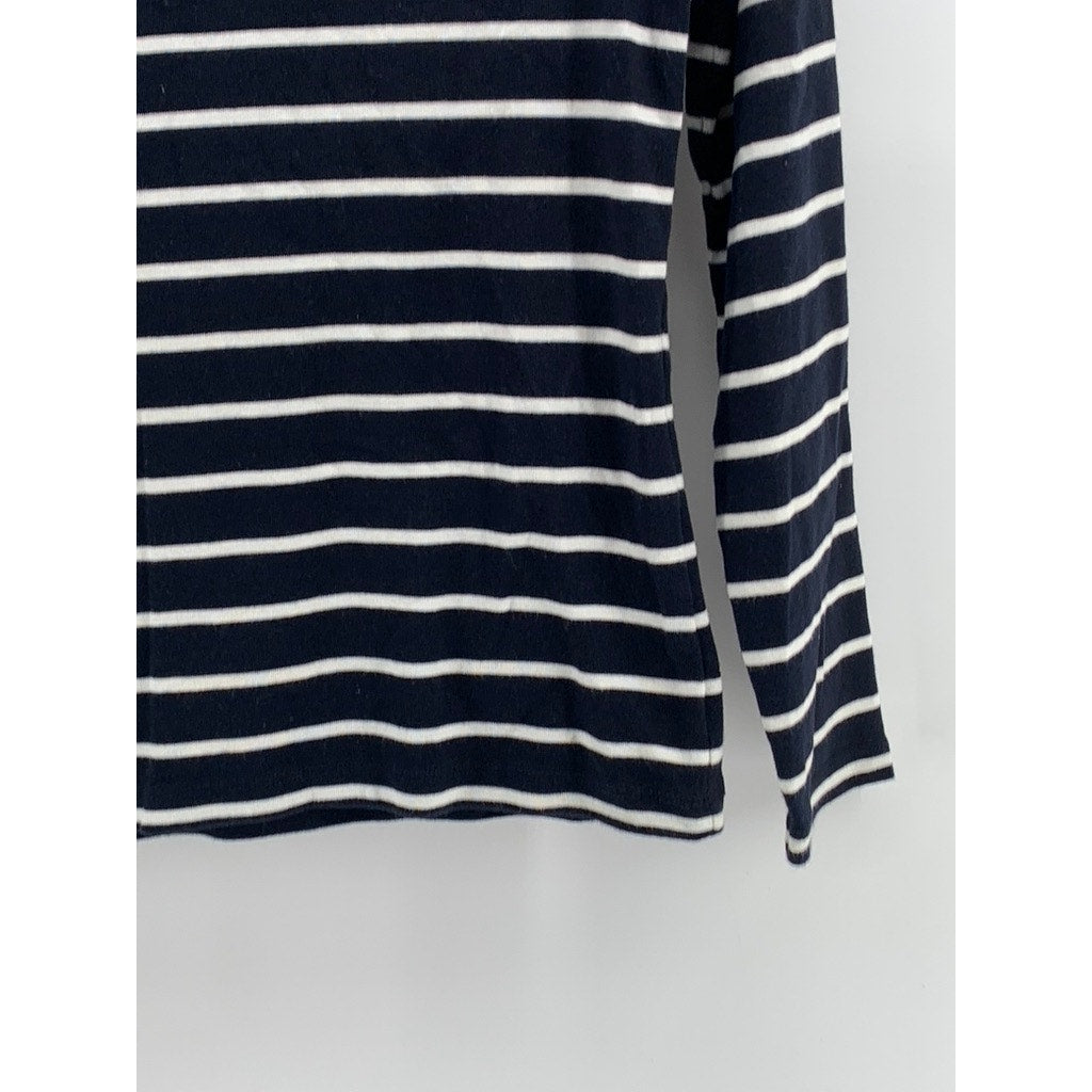 TOMMY HILFIGER Women's Navy-White Striped Long Sleeve Top SZ M