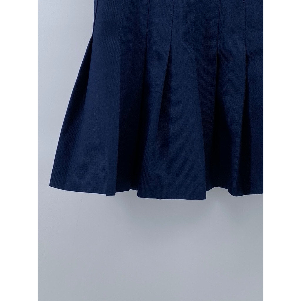 UNBRANDED Women's Navy Blue Pleated Side-Zip A-Line Mini Skirt SZ S