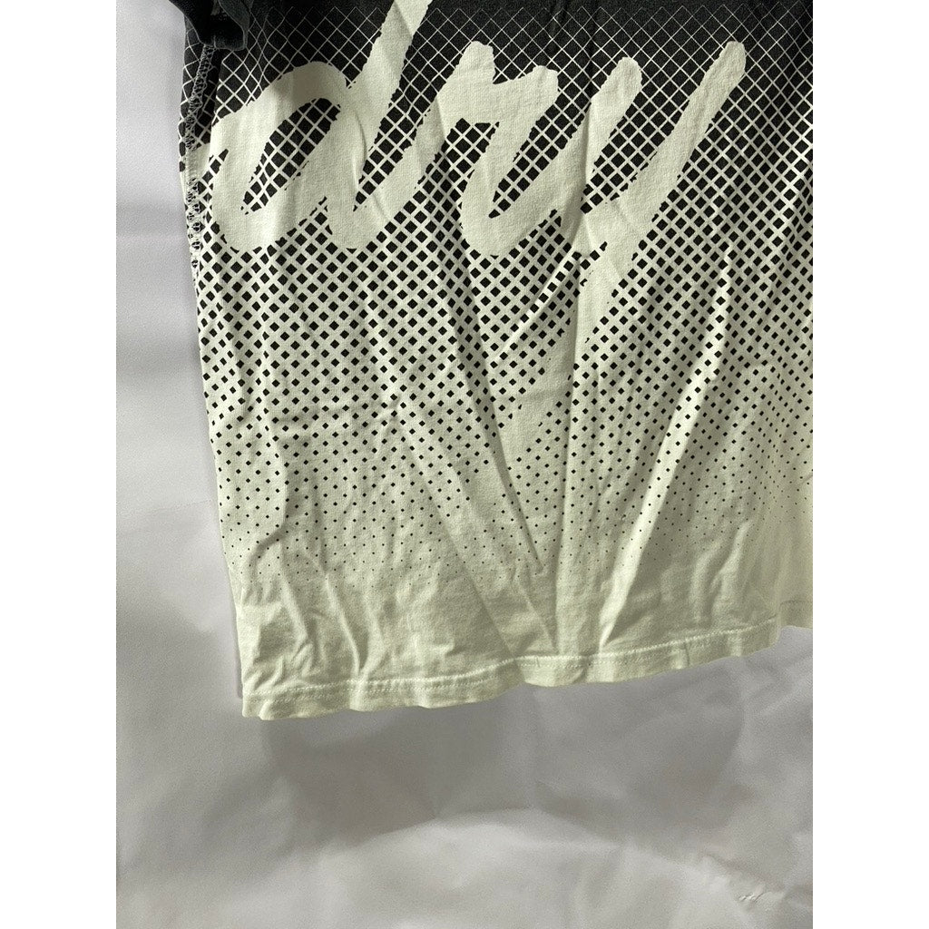 SUPERDRY VINTAGE Men's Black-White Crewneck Logo Ombre Short Sleeve T-Shirt SZ L