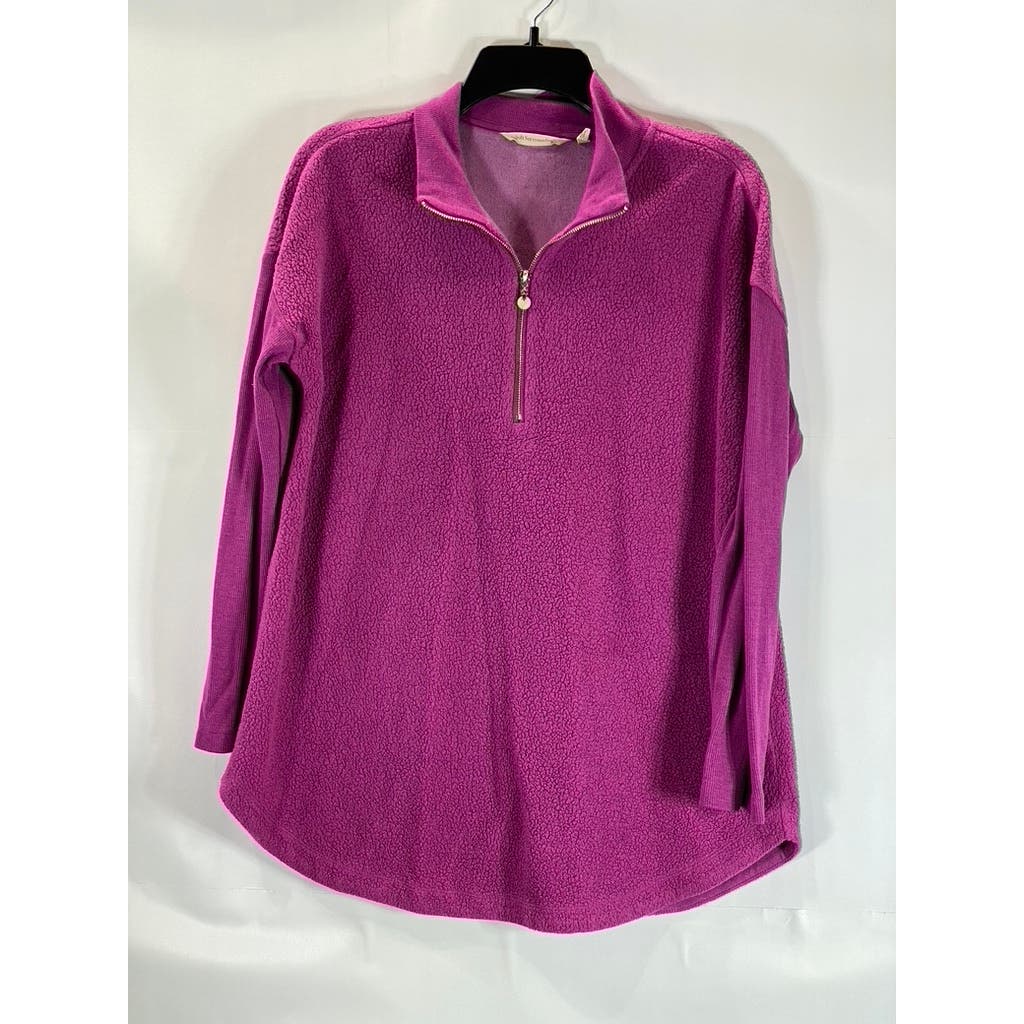 SOFT SURROUNDINGS Women's Fuchsia Adalyn Sherpa Fleece Half-Zip Sweatshirt SZ S