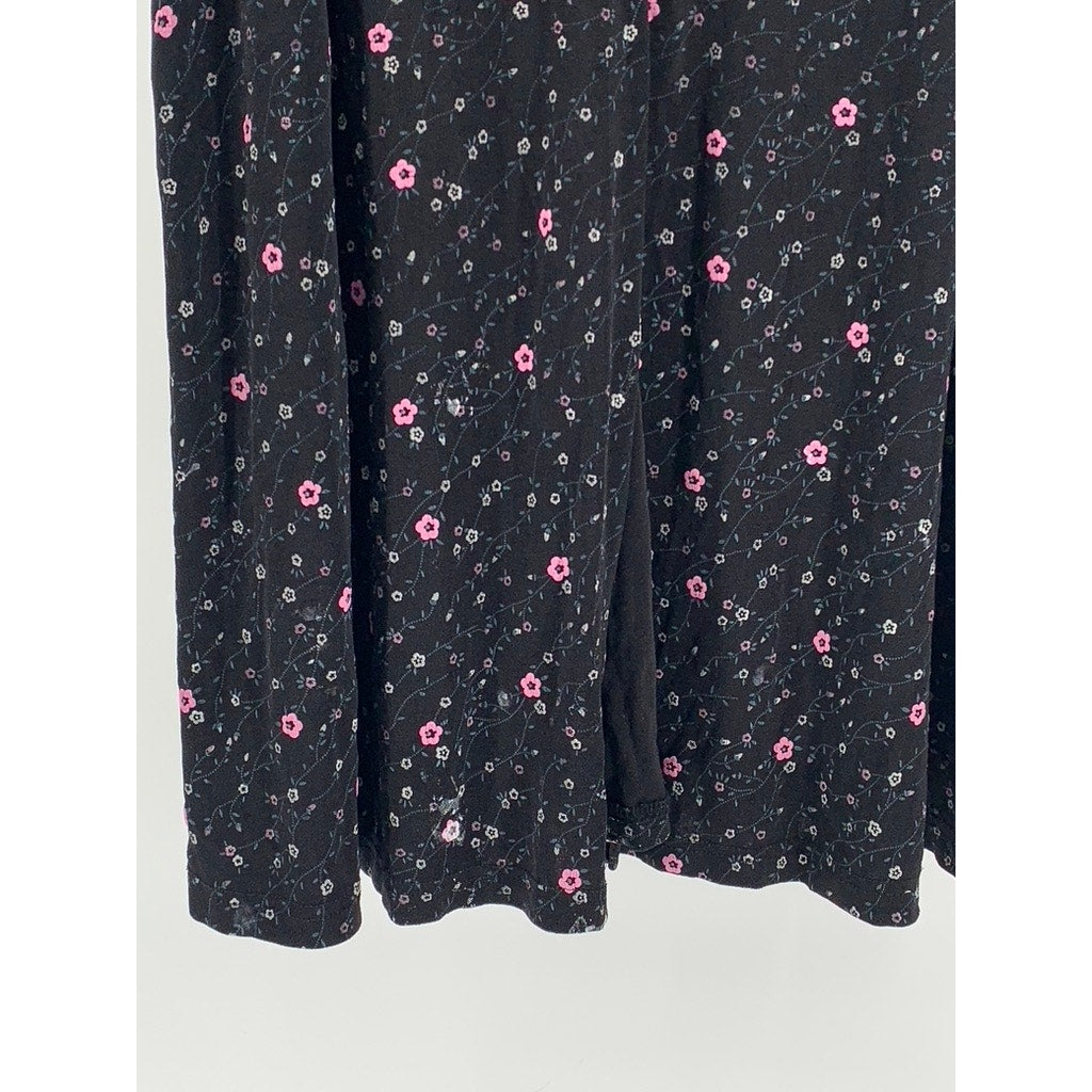BRIGGS NEW YORK Women's Black Ditsy Floral Maxi Skirt SZ L