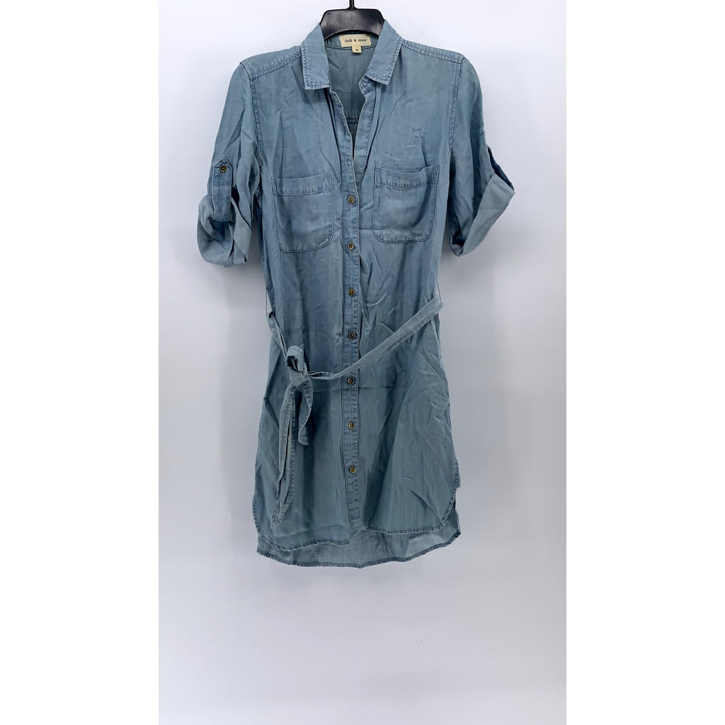 CLOTH & STONE Women's Blue Button-Up Knee Length Belted Dress SZ XS