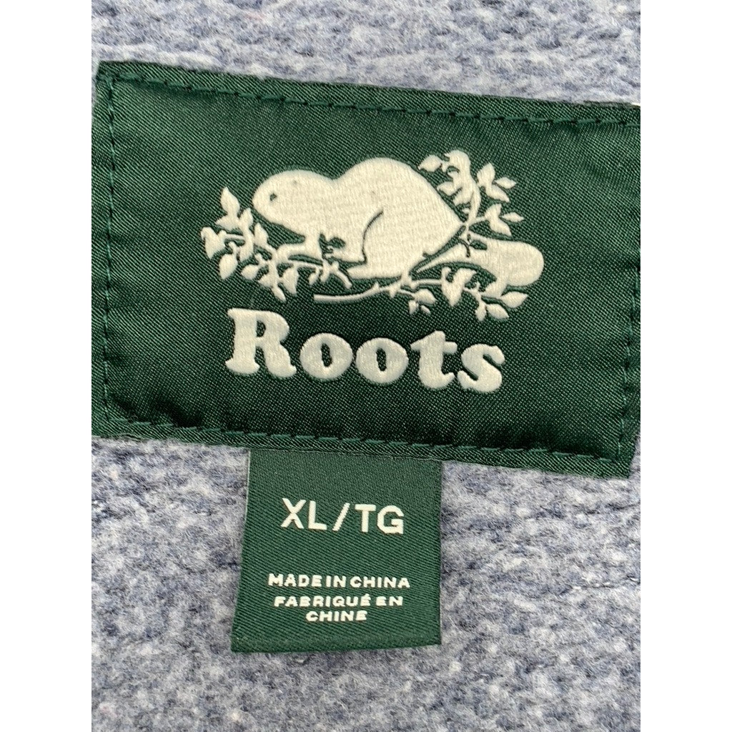 ROOTS Men's Heather Blue Lake Louise Half-Zip Hooded Pullover Hoodie SZ XL