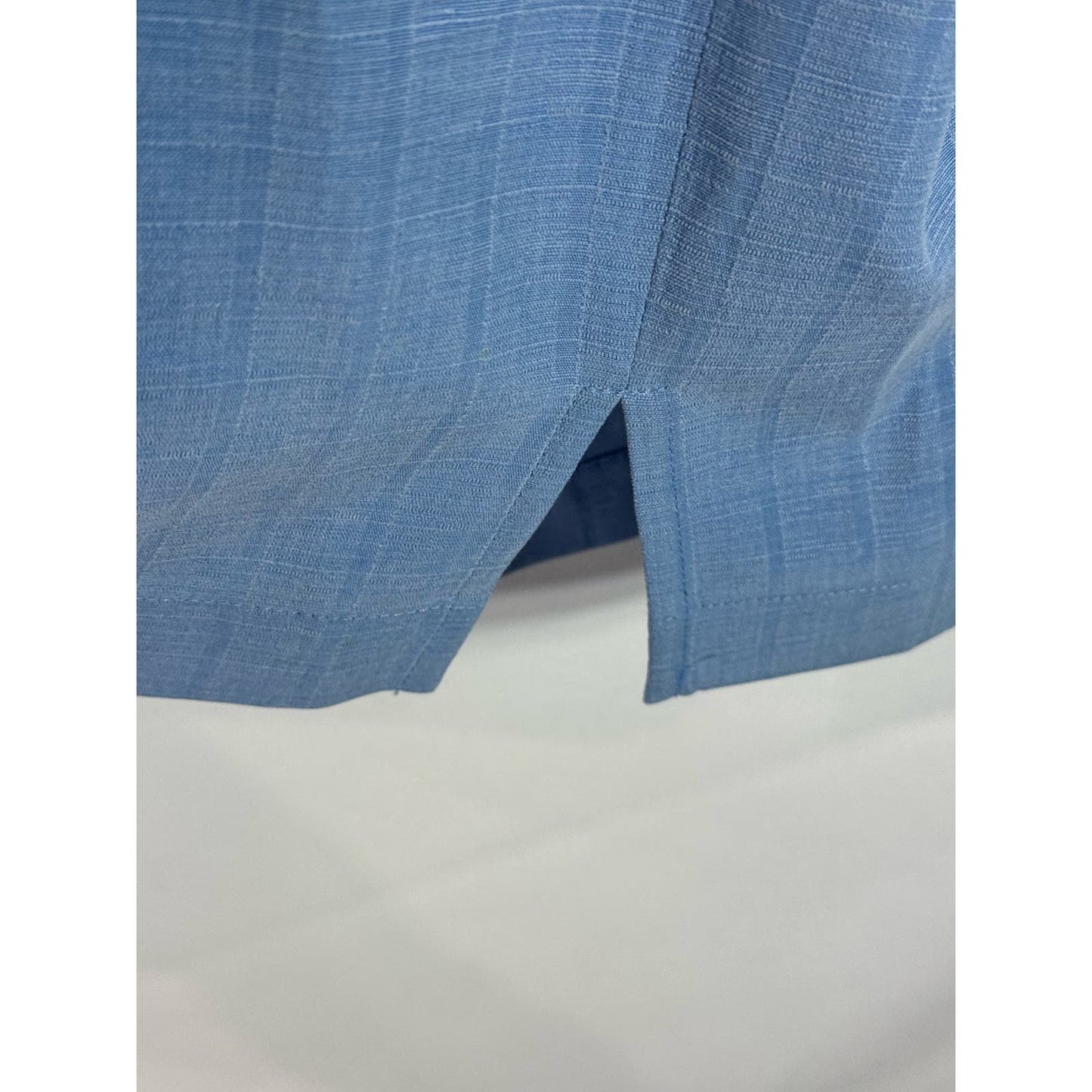 TOMMY BAHAMA Men's Blue Check Silk Button-Up Short Sleeve Shirt SZ L