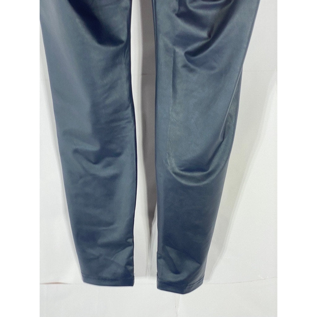 OFFLINE By AERIE Women's Blue Solid Faux-Leather High-Rise Fitted Leggings SZ M