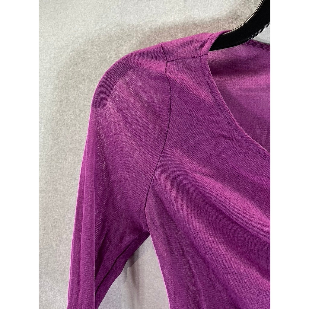 URBAN OUTFITTERS Women's Purple Shona Asymmetrical Cinched Cropped Mesh Top SZ M