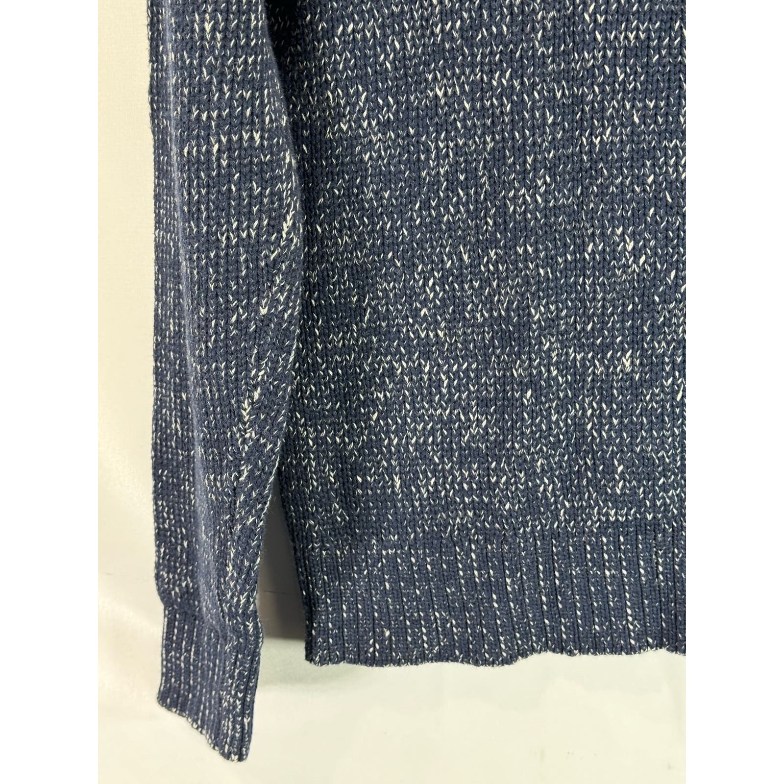 MICHAEL STARS Men's Navy/Gray Suede Yoke Crewneck Knit Pullover Sweater SZ L