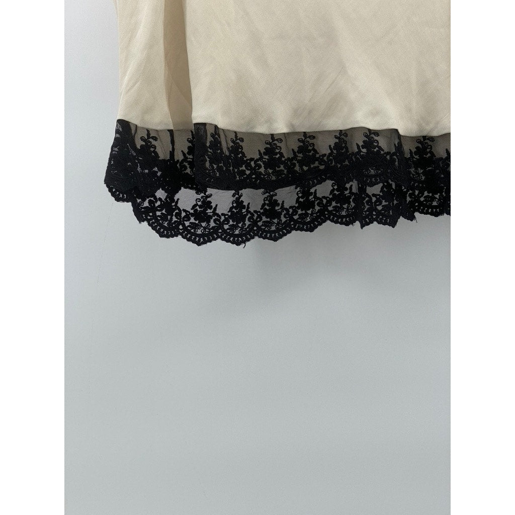 OUT FROM UNDER Women's Beige-Black Lace-Trim Juliette High-Rise Mini Skirt SZ M