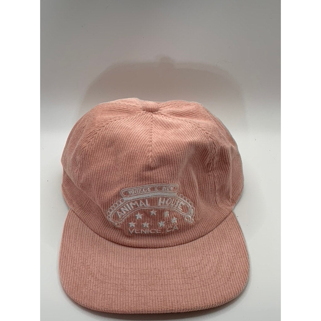 ANIMAL HOUSE Academy Fits Unisex Light Pink Embroidered Logo Corduroy Snapback