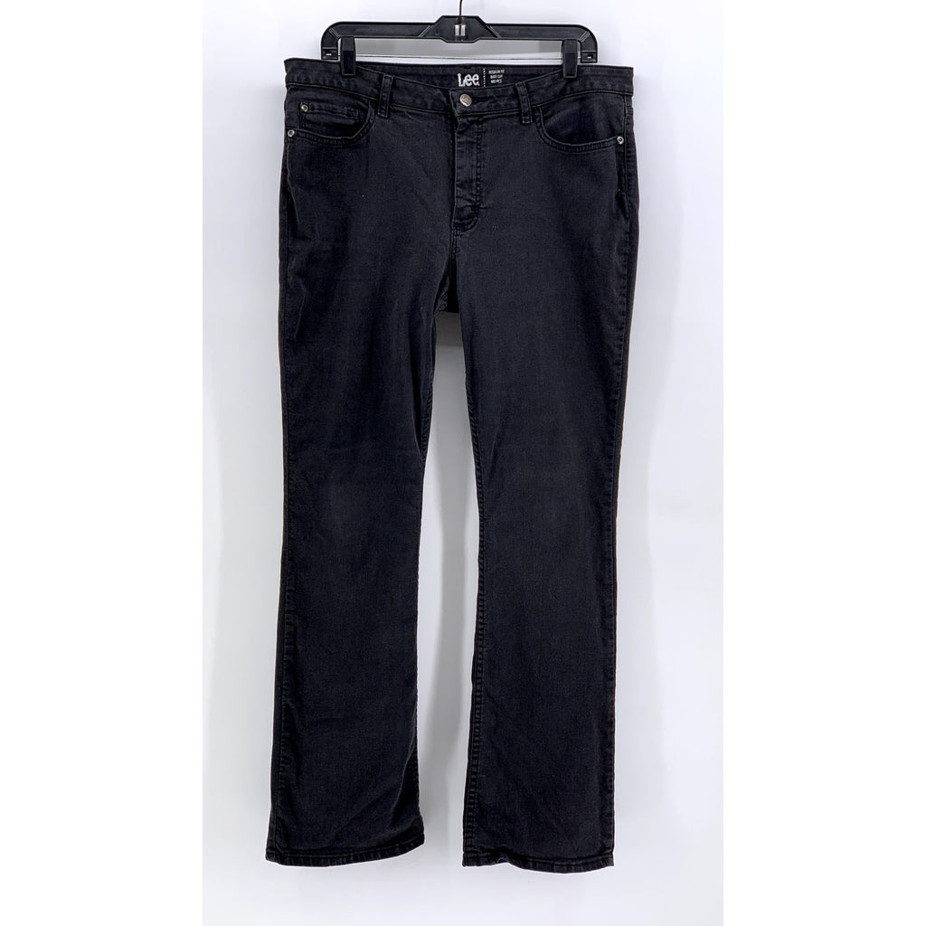 LEE Women's Black Mid-Rise Regular Fit Bootcut Jeans SZ 16