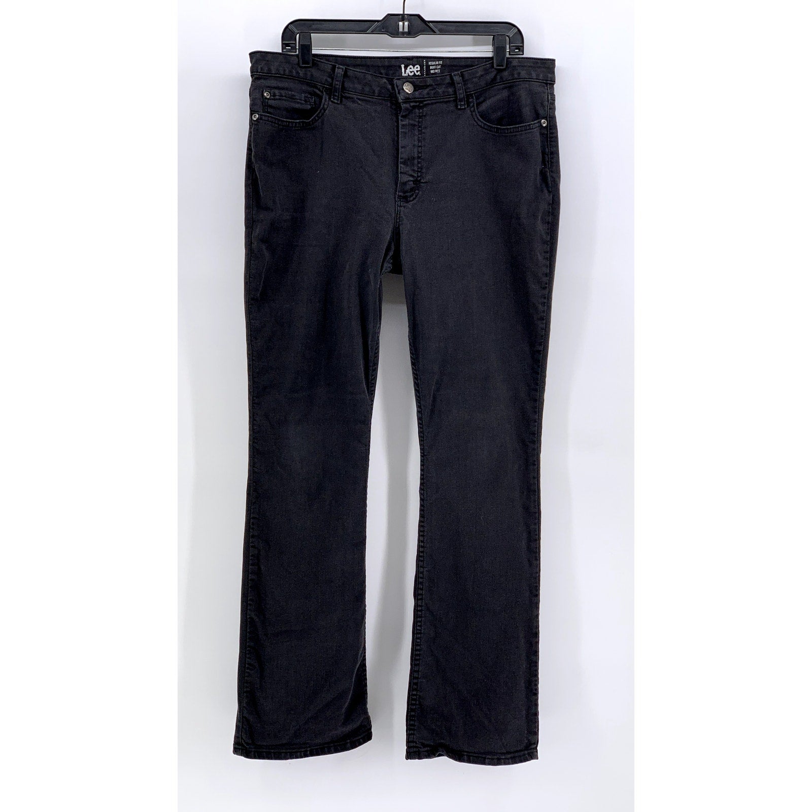 LEE Women's Black Mid-Rise Regular Fit Bootcut Jeans SZ 16