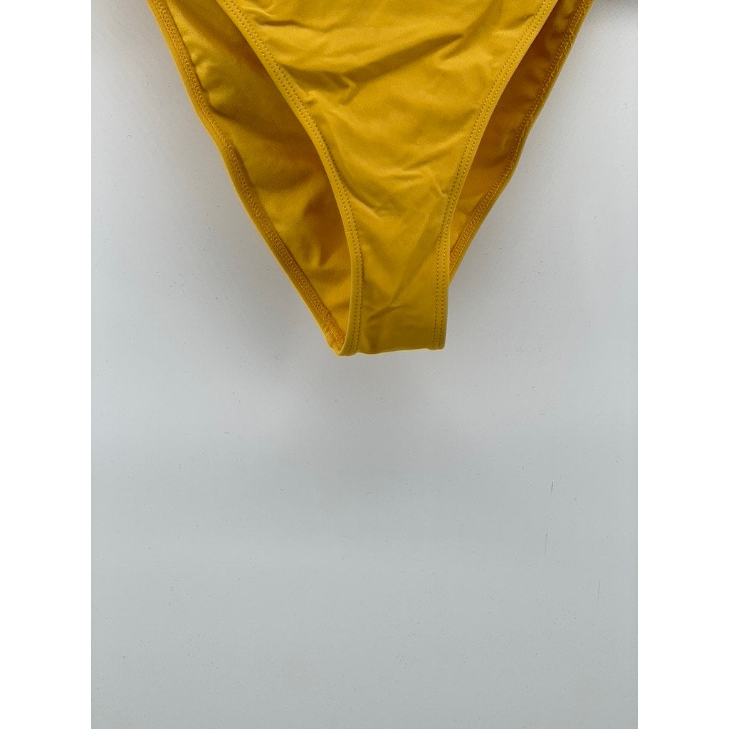 FOREVER 21 Women's Mustard Yellow Strappy Medium Coverage Bikini Bottom SZ S