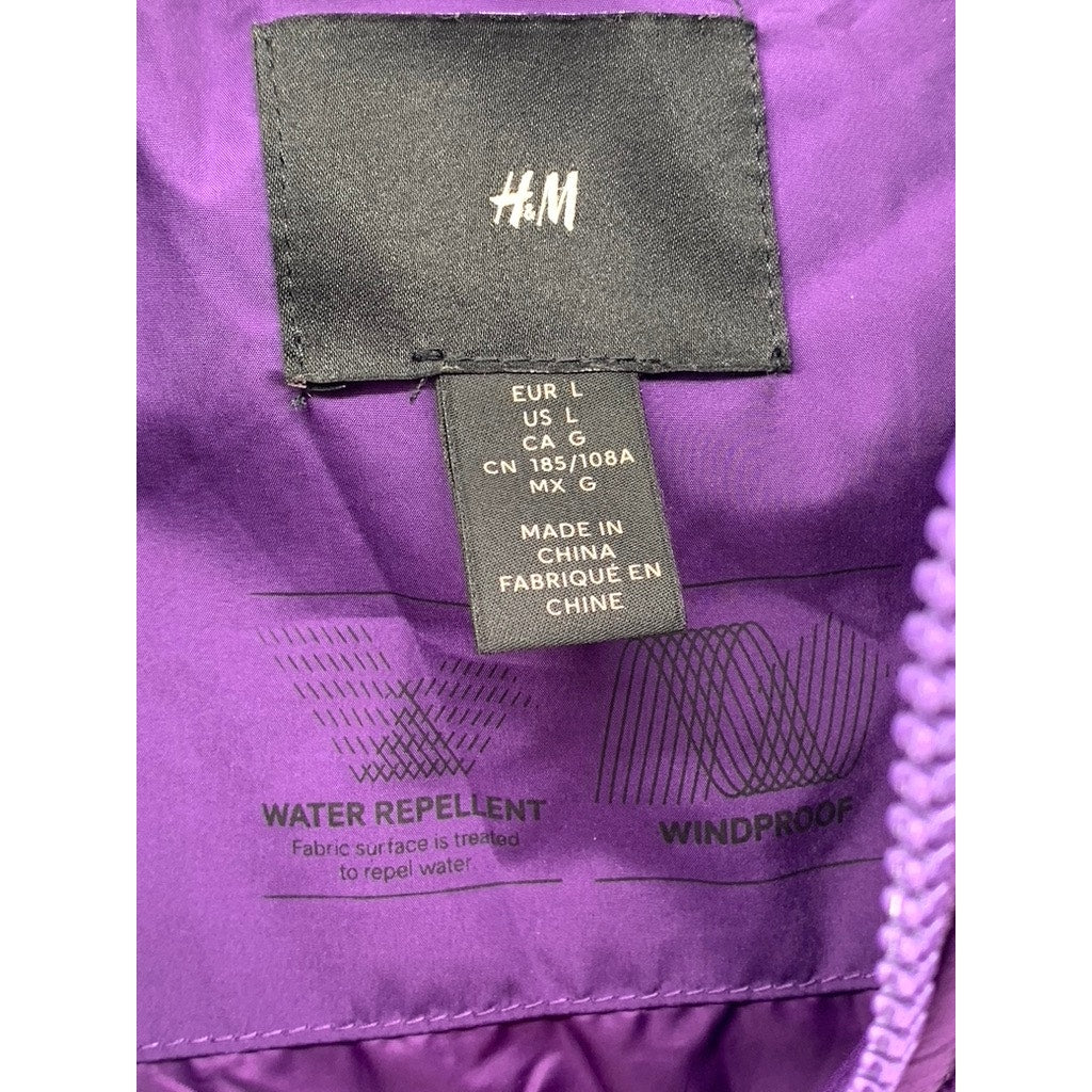H&M Women's Dark Purple Zip-Up Windbreaker Jacket SZ L