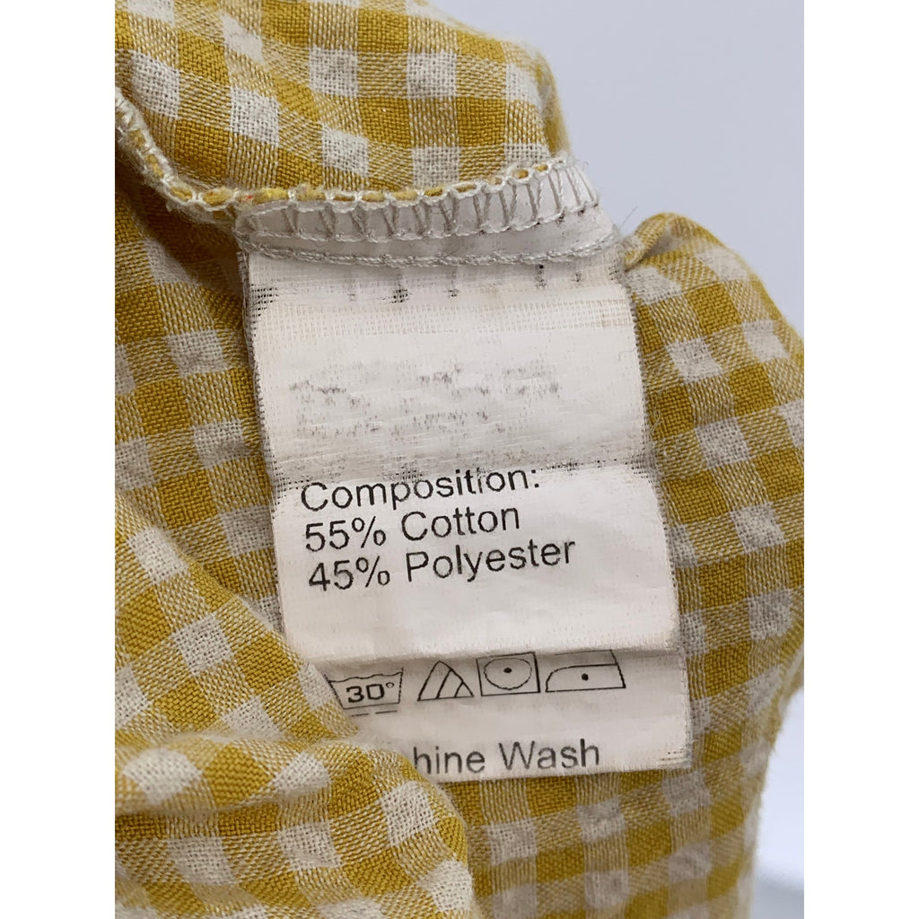 UNBRANDED Women's Yellow-White Gingham Pull-On High-Rise Casual Shorts SZ S